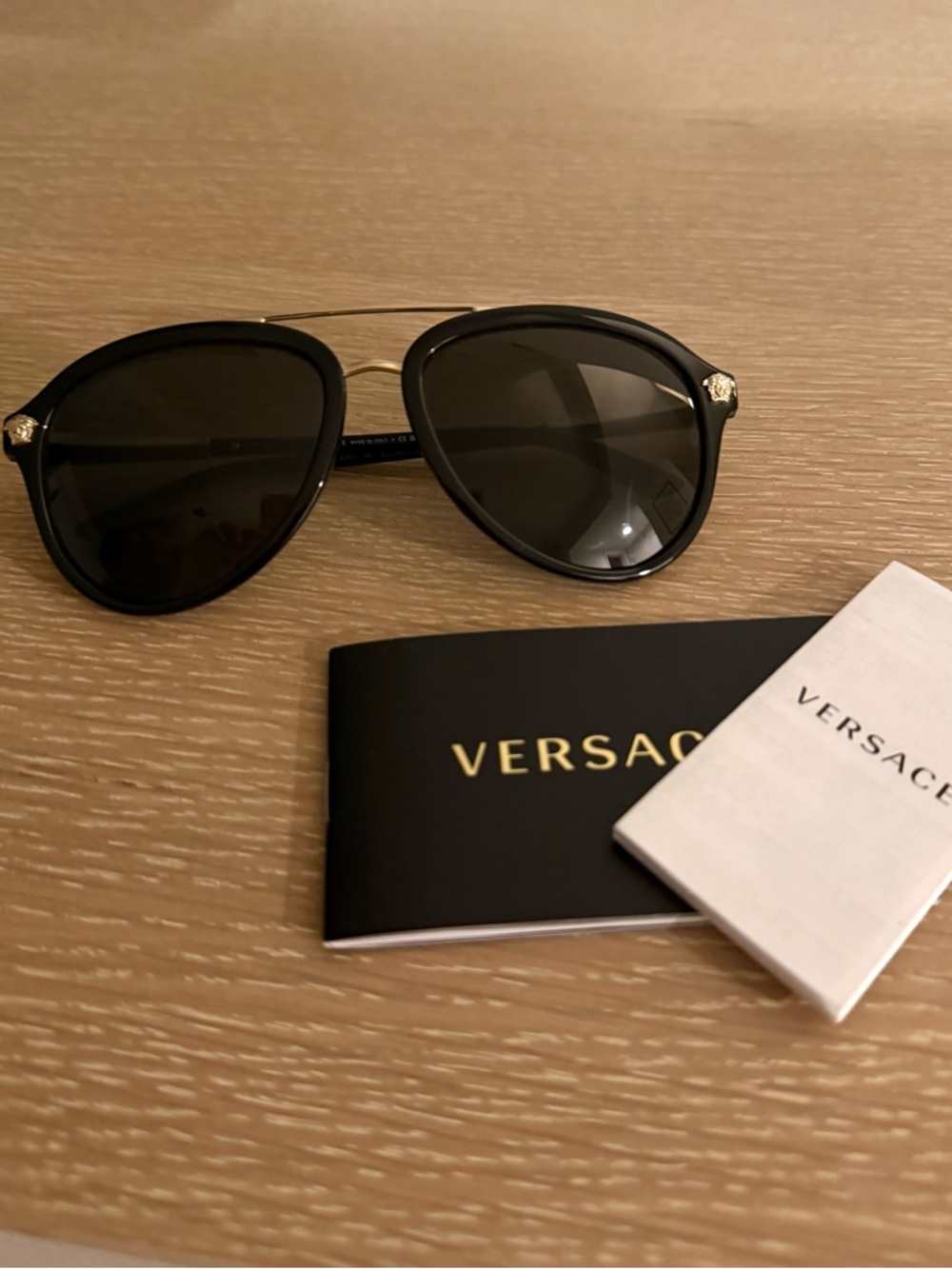 Versace Black & Gold Aviator Sunglasses Style 4341 Lens 58mm GB1/87 Unisex